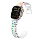 For Apple Watch Ultra 49mm English Letters Style Butterfly Buckle Silicone Watch Band(White Colorful) - 1