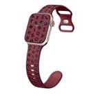 For Apple Watch Ultra 49mm English Letters Style Butterfly Buckle Silicone Watch Band(Wine Red Black) - 1