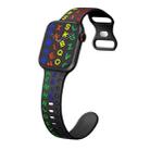 For Apple Watch Series 8 41mm English Letters Style Butterfly Buckle Silicone Watch Band(Black Colorful) - 1