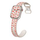 For Apple Watch Series 8 45mm English Letters Style Butterfly Buckle Silicone Watch Band(Starlight Orange) - 1