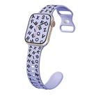 For Apple Watch SE 2022 40mm English Letters Style Butterfly Buckle Silicone Watch Band(Lilac Black) - 1