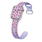 For Apple Watch SE 2022 44mm English Letters Style Butterfly Buckle Silicone Watch Band(Lilac Red) - 1