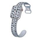 For Apple Watch Series 7 41mm English Letters Style Butterfly Buckle Silicone Watch Band(Gray Black) - 1