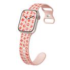 For Apple Watch Series 7 45mm English Letters Style Butterfly Buckle Silicone Watch Band(Pink Sand Orange) - 1