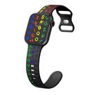 For Apple Watch Series 6 40mm English Letters Style Butterfly Buckle Silicone Watch Band(Black Colorful) - 1