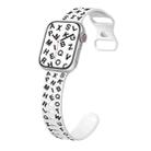 For Apple Watch Series 3 42mm English Letters Style Butterfly Buckle Silicone Watch Band(White Black) - 1