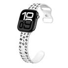 For Apple Watch Series 10 46mm English Letters Style Butterfly Buckle Silicone Watch Band(White Black) - 1