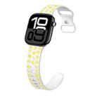 For Apple Watch Series 10 46mm English Letters Style Butterfly Buckle Silicone Watch Band(White Yellow) - 1