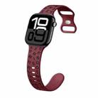 For Apple Watch Series 10 46mm English Letters Style Butterfly Buckle Silicone Watch Band(Wine Red Black) - 1