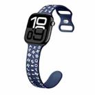 For Apple Watch Series 10 46mm English Letters Style Butterfly Buckle Silicone Watch Band(Midnight Blue White) - 1