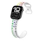 For Apple Watch Series 10 42mm English Letters Style Butterfly Buckle Silicone Watch Band(White Colorful) - 1