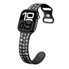 For Apple Watch Series 10 42mm English Letters Style Butterfly Buckle Silicone Watch Band(Black White) - 1