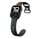 For Apple Watch Series 10 42mm English Letters Style Butterfly Buckle Silicone Watch Band(Black Colorful) - 1