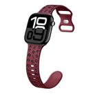 For Apple Watch Series 10 42mm English Letters Style Butterfly Buckle Silicone Watch Band(Wine Red Black) - 1