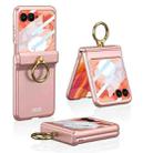 For Motorola Razr 50 GKK Integrated Magnetic Hinged Flip Case with Ring Holder(Pink) - 1