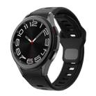 For Samsung Galaxy Watch 7 / 6 Two Color Stripes Reverse Buckle Silicone Watch Band(Black) - 1