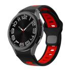 For Samsung Galaxy Watch 7 / 6 Two Color Stripes Reverse Buckle Silicone Watch Band(Black Red) - 1