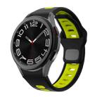 For Samsung Galaxy Watch 7 / 6 Two Color Stripes Reverse Buckle Silicone Watch Band(Black Green) - 1