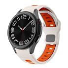 For Samsung Galaxy Watch 7 / 6 Two Color Stripes Reverse Buckle Silicone Watch Band(Starlight Orange) - 1