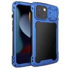 For iPhone 15 Plus Lens Holder Metal IP54 Life Waterproof Three-proof MagSafe Phone Case(Blue) - 1