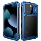 For iPhone 15 Pro Max Lens Holder Metal IP54 Life Waterproof Three-proof MagSafe Phone Case(Blue) - 1