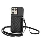 For Motorola Moto X50 Ultra Rhombic Texture Card Bag RFID Phone Case with Long Lanyard(Black) - 1