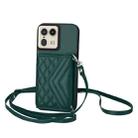 For Motorola Edge 50 Ultra EU Version Rhombic Texture Card Bag RFID Phone Case with Long Lanyard(Green) - 1