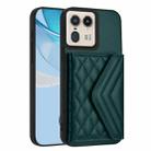 For Motorola Edge 50 Ultra EU Version Rhombic Texture Card Bag RFID Phone Case with Long Lanyard(Green) - 3