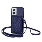 For Motorola Edge 50 Fusion Global Rhombic Texture Card Bag RFID Phone Case with Long Lanyard(Blue) - 1