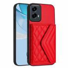 For Motorola Moto G 5G 2024 Rhombic Texture Card Bag RFID Phone Case with Long Lanyard(Red) - 3