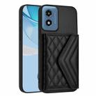 For Motorola Moto G Play 2024 5G Rhombic Texture Card Bag RFID Phone Case with Long Lanyard(Black) - 3