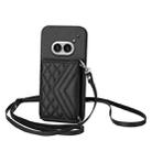 For Nothing Phone 2a Rhombic Texture Card Bag RFID Phone Case with Long Lanyard(Black) - 1