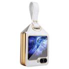 For Samsung Galaxy Z Flip5 Electroplating PC Hybrid PU Leather Phone Case with Wristband(White) - 1