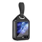 For Samsung Galaxy Z Flip5 Electroplating PC Hybrid PU Leather Phone Case with Wristband(Black) - 1