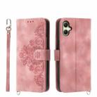 For Samsung Galaxy A06 4G Skin Feel Flowers Embossed Wallet Leather Phone Case(Pink) - 1