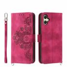 For Samsung Galaxy A06 4G Skin Feel Flowers Embossed Wallet Leather Phone Case(Wine Red) - 1