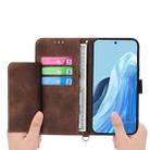 For Samsung Galaxy M35 Skin Feel Flowers Embossed Wallet Leather Phone Case(Brown) - 3