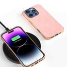 For iPhone 16 Pro Max Electroplated Frame PU Leather Full Coverage Phone Case(Pink) - 2