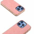 For iPhone 16 Pro Max Electroplated Frame PU Leather Full Coverage Phone Case(Pink) - 3