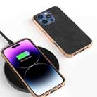 For iPhone 16 Pro Max Electroplated Frame PU Leather Full Coverage Phone Case(Black) - 2