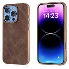 For iPhone 16 Pro Max Electroplated Frame PU Leather Full Coverage Phone Case(Coffee) - 1