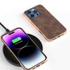 For iPhone 16 Pro Max Electroplated Frame PU Leather Full Coverage Phone Case(Coffee) - 2