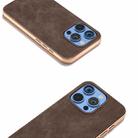 For iPhone 16 Pro Max Electroplated Frame PU Leather Full Coverage Phone Case(Coffee) - 3