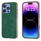 For iPhone 16 Pro Max Electroplated Frame PU Leather Full Coverage Phone Case(Green) - 1