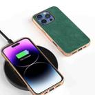 For iPhone 16 Pro Max Electroplated Frame PU Leather Full Coverage Phone Case(Green) - 2