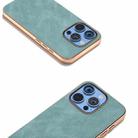 For iPhone 16 Pro Max Electroplated Frame PU Leather Full Coverage Phone Case(Light Blue) - 3