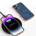 For iPhone 16 Pro Electroplated Frame PU Leather Full Coverage Phone Case(Blue) - 2