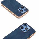 For iPhone 16 Pro Electroplated Frame PU Leather Full Coverage Phone Case(Blue) - 3