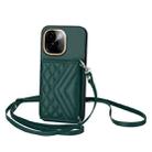 For vivo Y200 Rhombic Texture Card Bag RFID Phone Case with Long Lanyard(Green) - 1