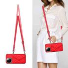 For vivo Y200 Rhombic Texture Card Bag RFID Phone Case with Long Lanyard(Red) - 2